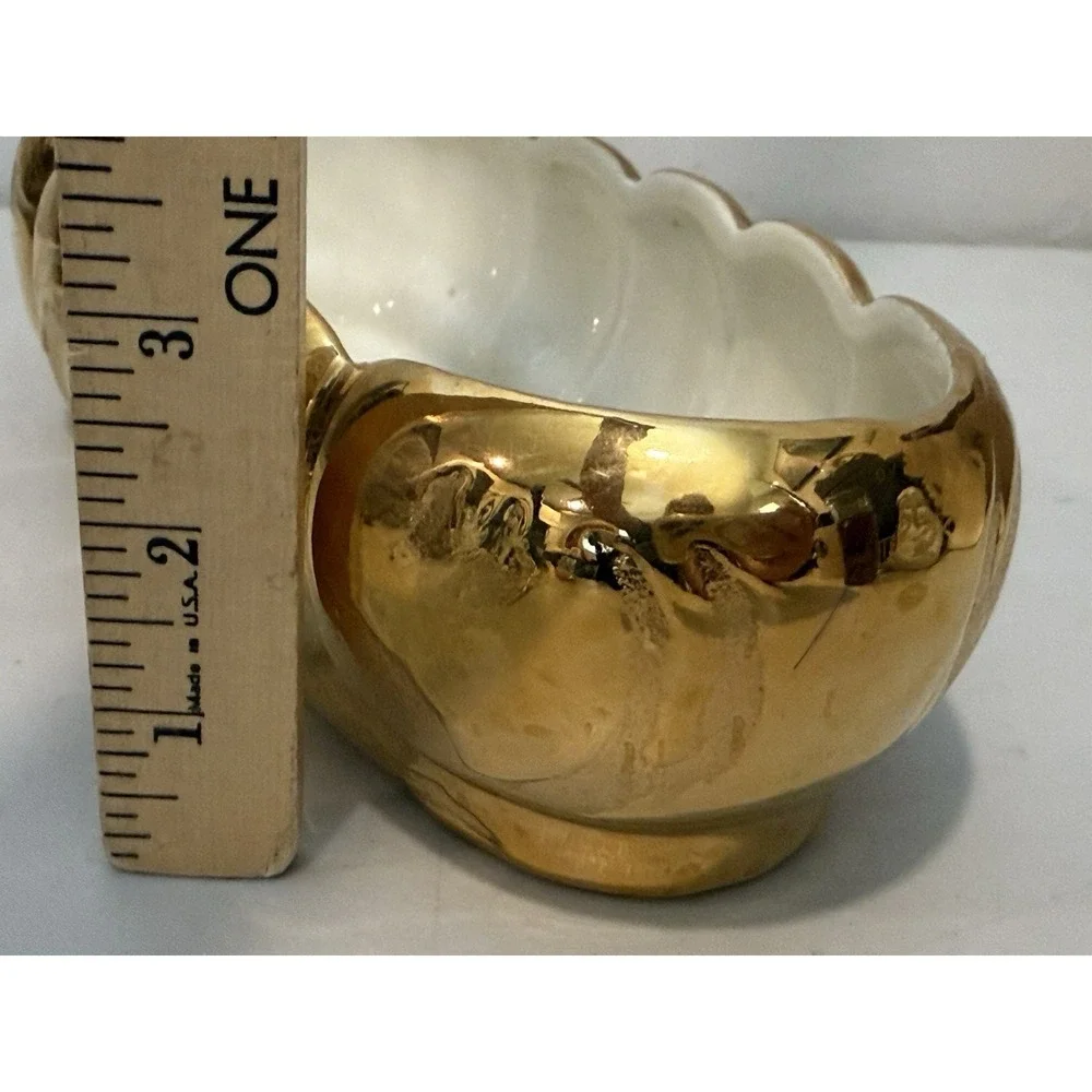 Vintage Swetye Pottery‎ Salem Ohio 22K Gold Planter Bowl Mid Century ~10 x 4